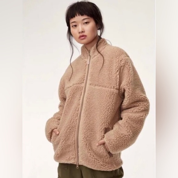 Aritzia Tna Sherpa Teddy Bear Jacket in Tan NWOT - Picture 2 of 5